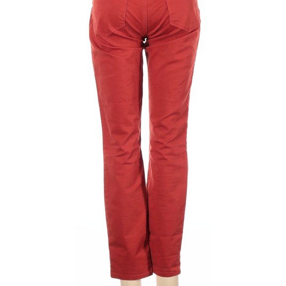 J Brand Jeans Red Orange Colored Denim Skinny Leg Low Rise Waist Sz 27 #444 - Picture 4 of 4